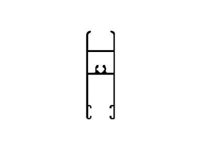 Zócalo hoja corrediza y puerta de 25 mm.
